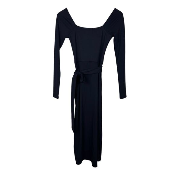 Lulu’s NWT Truly Timeless Black Long Sleeve Fitted Stretch Midi Wrap Dress - Picture 10 of 13